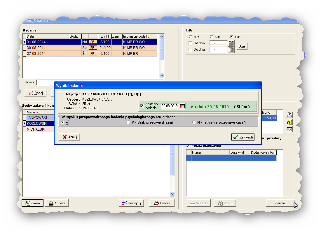 Wygląd przykładowego ekranu programu PRACOWNIA Darmar soft s.c.